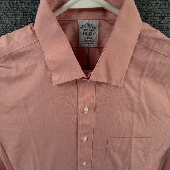 Brooks Brothers Cotton Striped Spread Pink Regent Stretch Non-Iron 16.5 36 Shirt - Picture 1 of 15